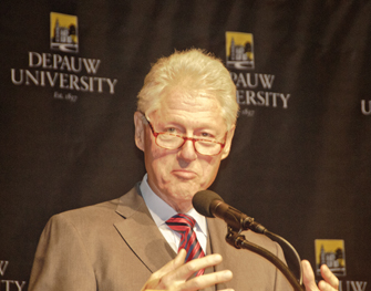 Closeup of Bill Clinton during an Ubben Lecture
